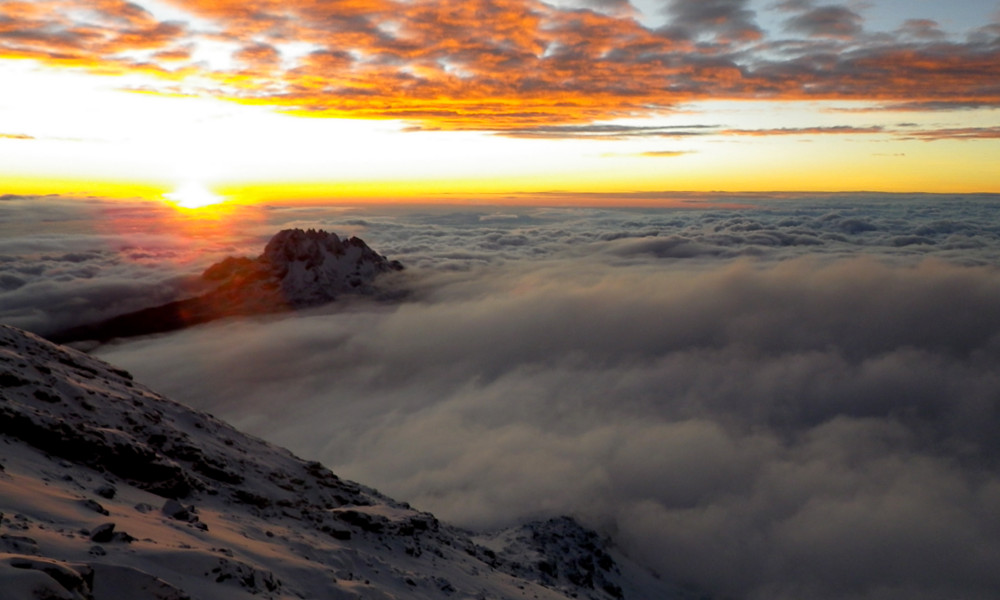 Sunrise on summit day, Kilimanjaro