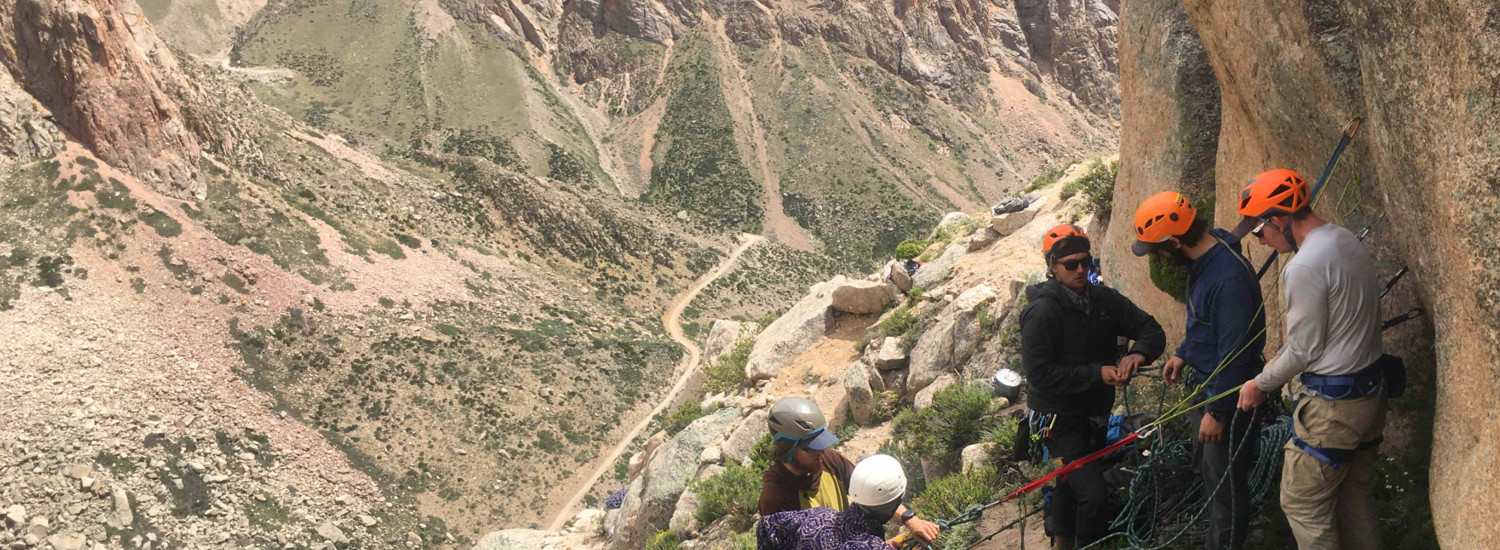 Learning rock climbing skills in Cajon de Arenales