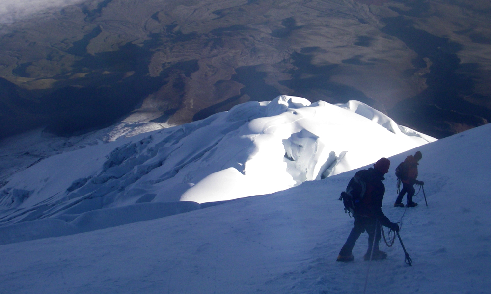 Descending after a successful summit of Cotopaxi