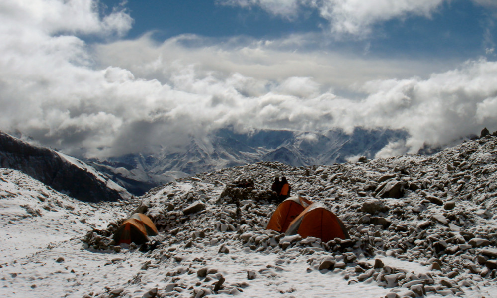 High camp after a fresh snow fall