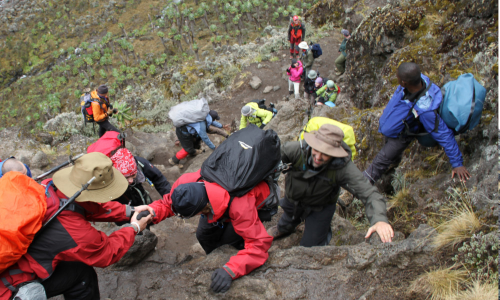 Heading up over the Barranco wall on a rainy day