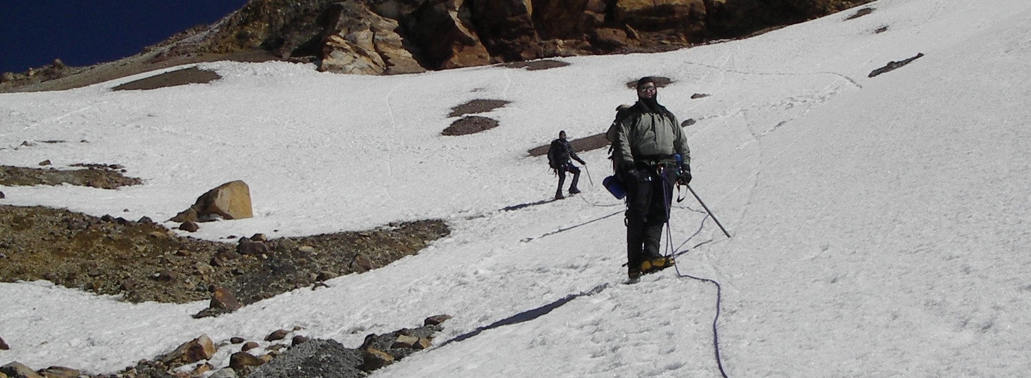 Descending the Ayoloco Glacier on Iztaccihuatl